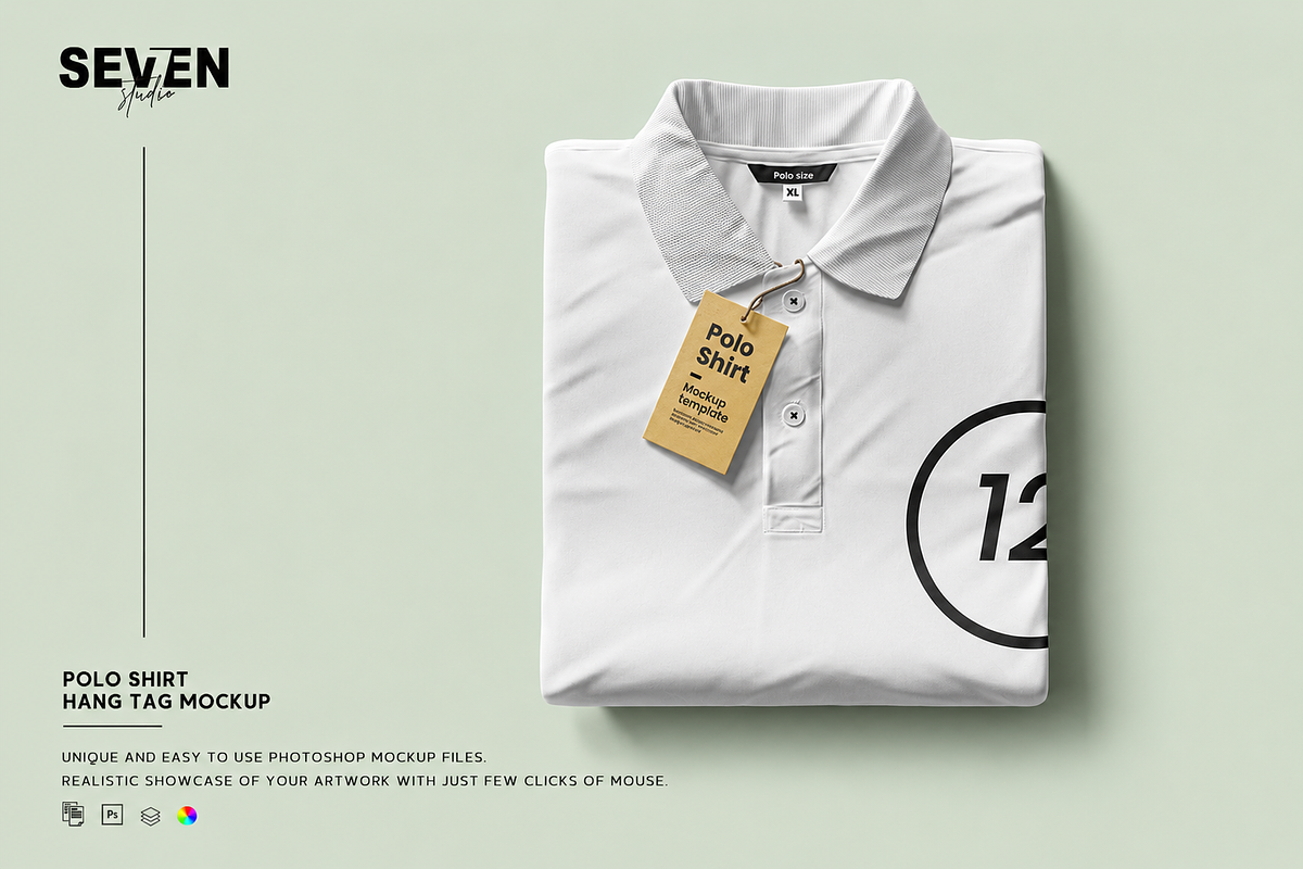 Folded Collar T-Shirt Mockup, a Shirt Mockup by Se٧enStudio (Photo 1 of 2)