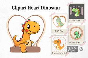 Clipart Heart Dinosaur, a Graphic by Artnoy