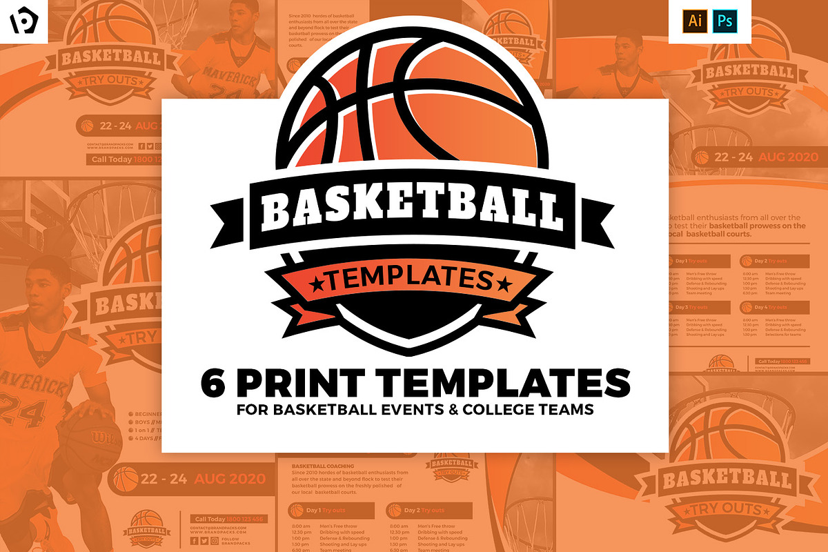 Basketball Templates Pack, a Flyer Template by BrandPacks (Photo 1 of 12)