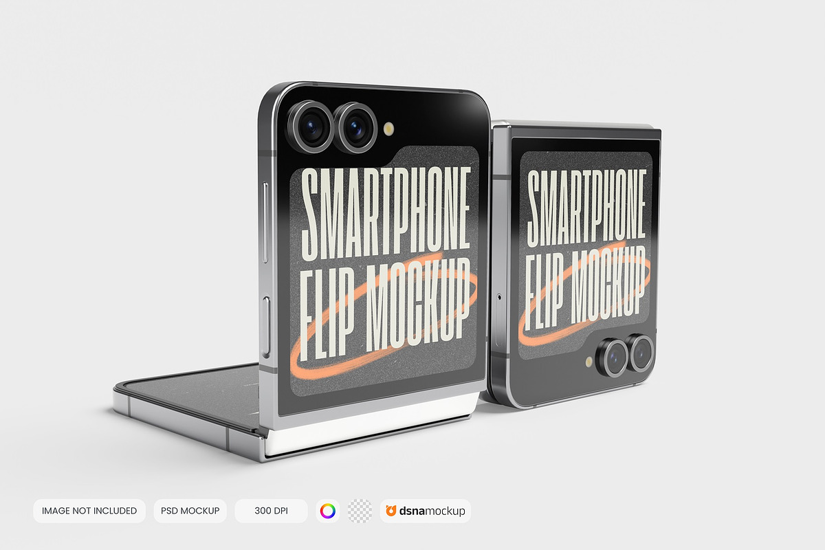 Smartphone Galaxy Z Flip Mockup V2, an Android Mockup by DSNA Mockup (Photo 5 of 6)