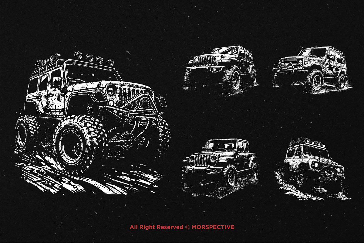 10 Bundle Dark Art Dirt Jeep Car Off, an Illustration by Morspective (Photo 5 of 7)
