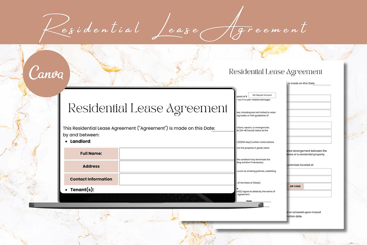 Residential lease agreement template, a Templates & Theme by Sania (Photo 1 of 4)