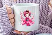 Japanese Geisha Watercolor PNG Bundl, an Illustration by DreamCafeArt (Thumbnail 5 of 7)