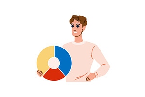 Smiling businessman holding pie, a Finance Illustration by pikepicture