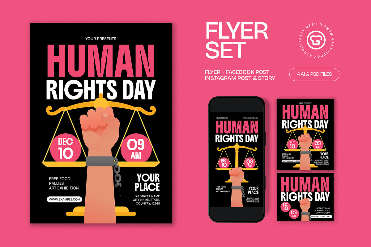 Human Rights Day Flyer, a Flyer Template by graphicook