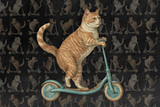 Funny Cat Riding A Scooter Clipart, an Object Illustration by Digital Xpress (Thumbnail 2 of 5)