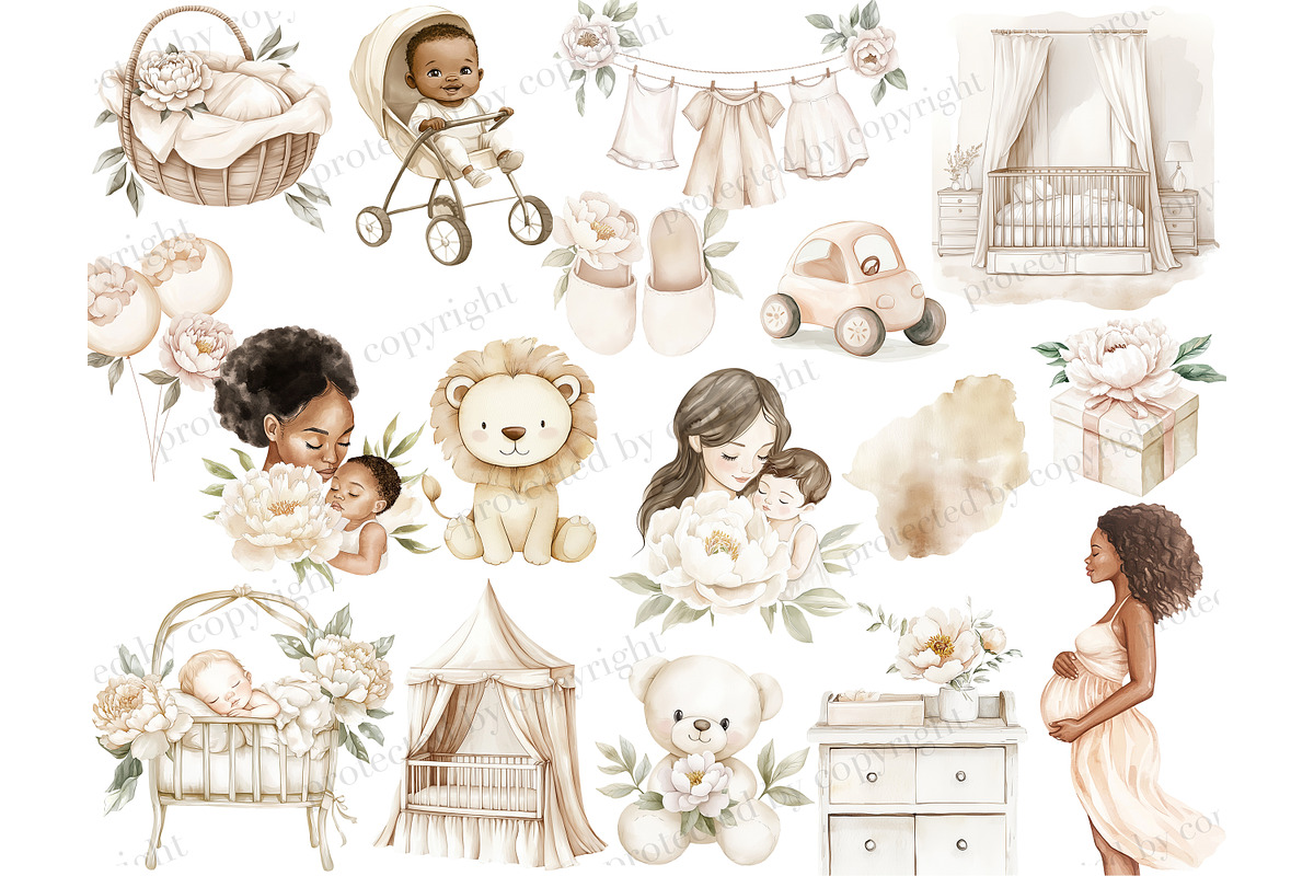 Neutral Baby Clipart | Baby Shower, a Person Illustration by GlamArtZhanna (Photo 4 of 6)