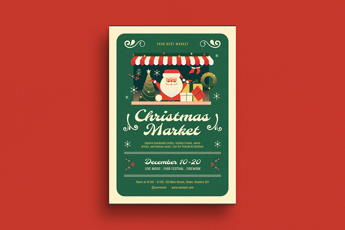 Modern Cute Christmas Market Flyer, a Flyer Template by VectorVactory (Photo 1 of 3)