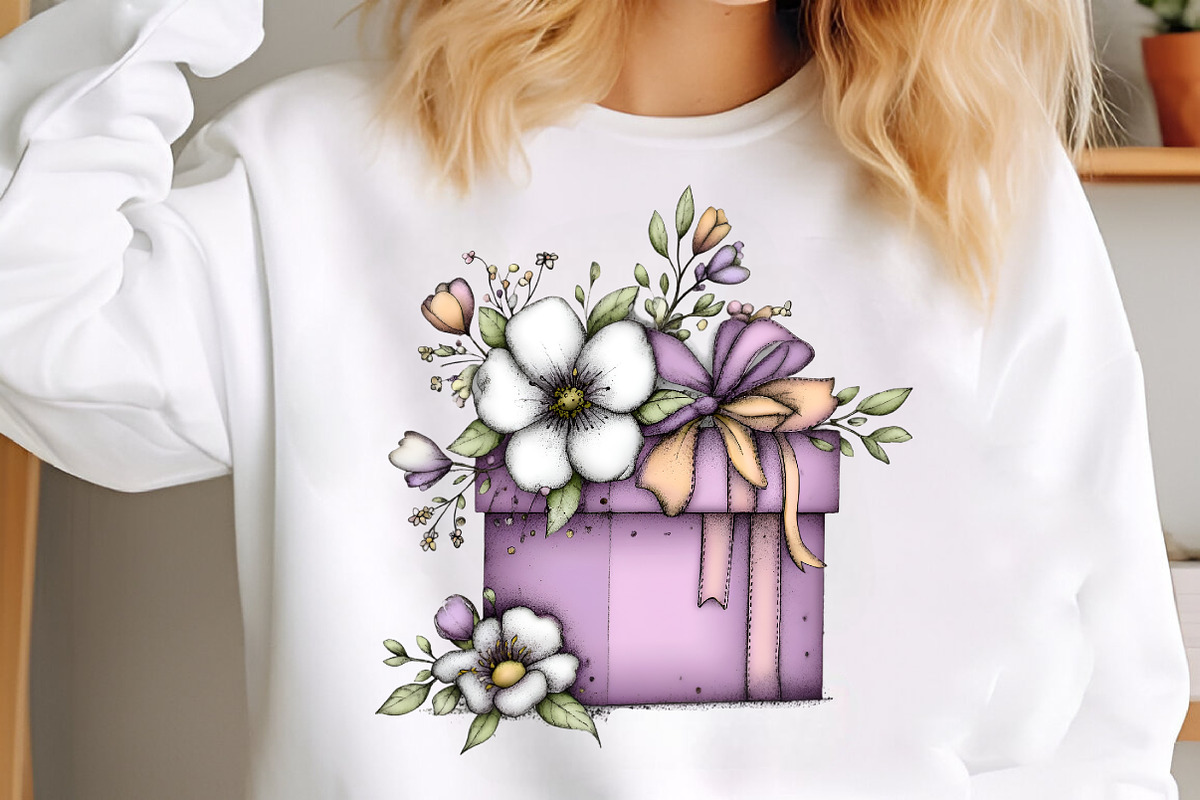 Watercolor Floral Gift Box Clipart, an Illustration by GatewayDesign (Photo 3 of 3)