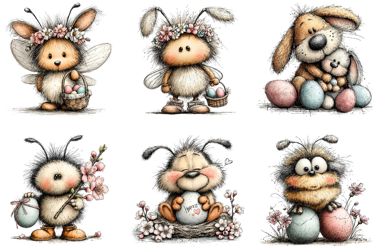 Quirky Easter Bee Clipart, an Illustration by Sublimation Artist (Photo 4 of 7)