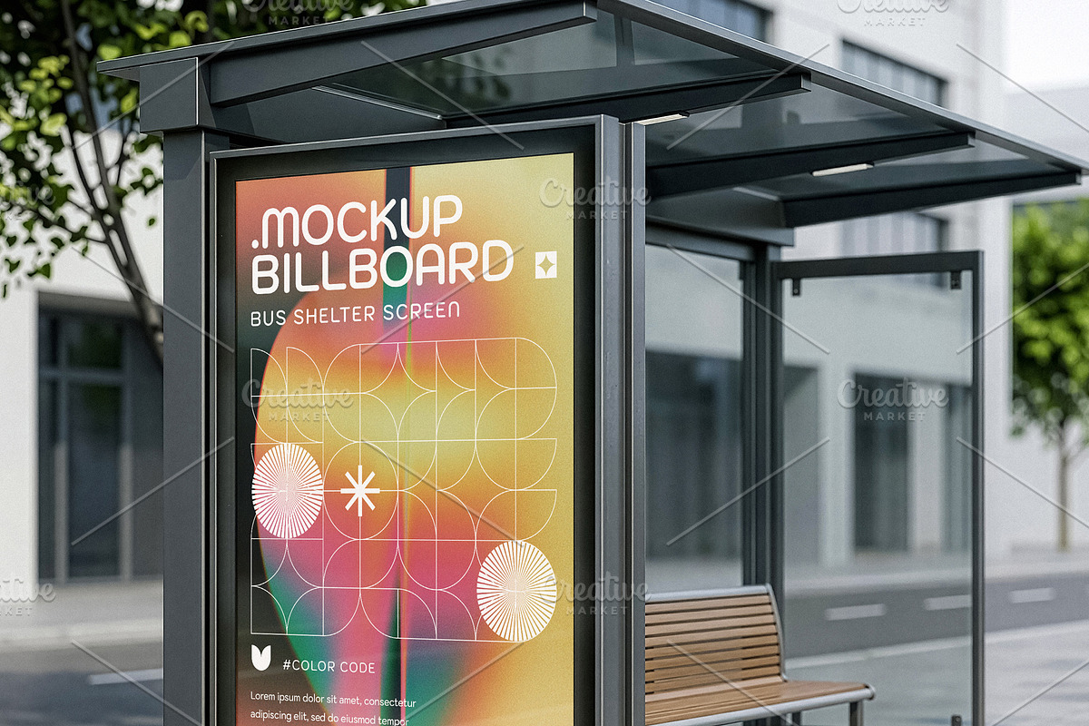 4 Vertical Bus Stop Screen Mockups, an Advertising Mockup by smishura (Photo 11 of 11)