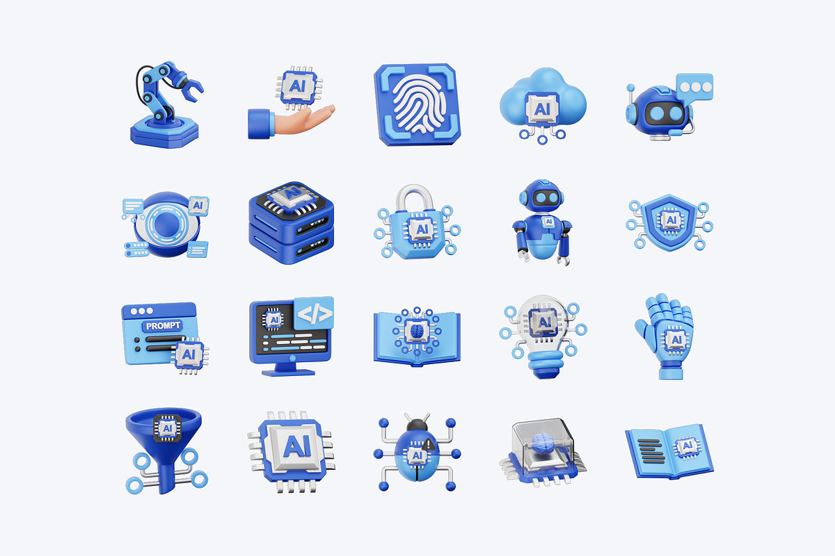 20 Artificial Intelligence 3D Icons, an Object 3D Model by Bilicube Studio (Photo 5 of 6)