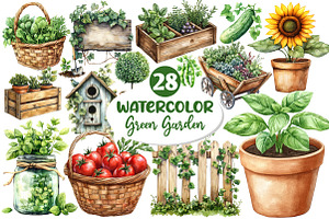 Green Garden Clipart, an Illustration by Dream Creation