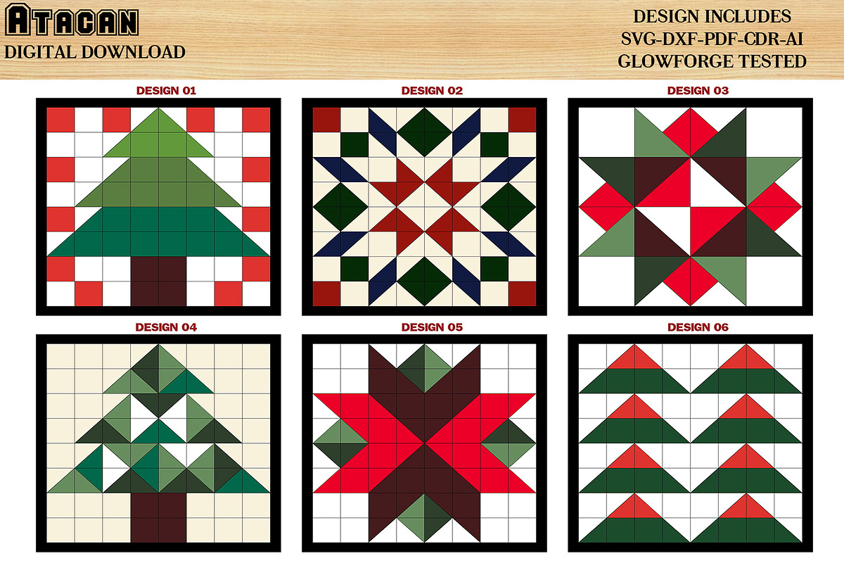 Christmas Barn Quilt NewYear Pattern, a Pattern Graphic by AtacanDigital (Photo 1 of 8)