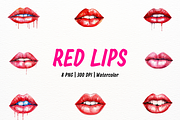 Beautiful Watercolor Red Lips, an Object Illustration by New-School-Wave (Thumbnail 1 of 5)