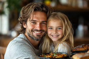 Happy father and daughter sharing a, a Photo by Tanuart