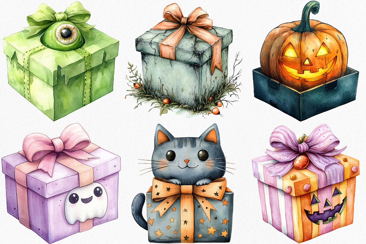 Halloween Gift Box Clipart, an Illustration by Canvas Craft (Photo 6 of 7)