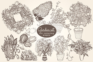 Vintage GARDEN for coloring pages