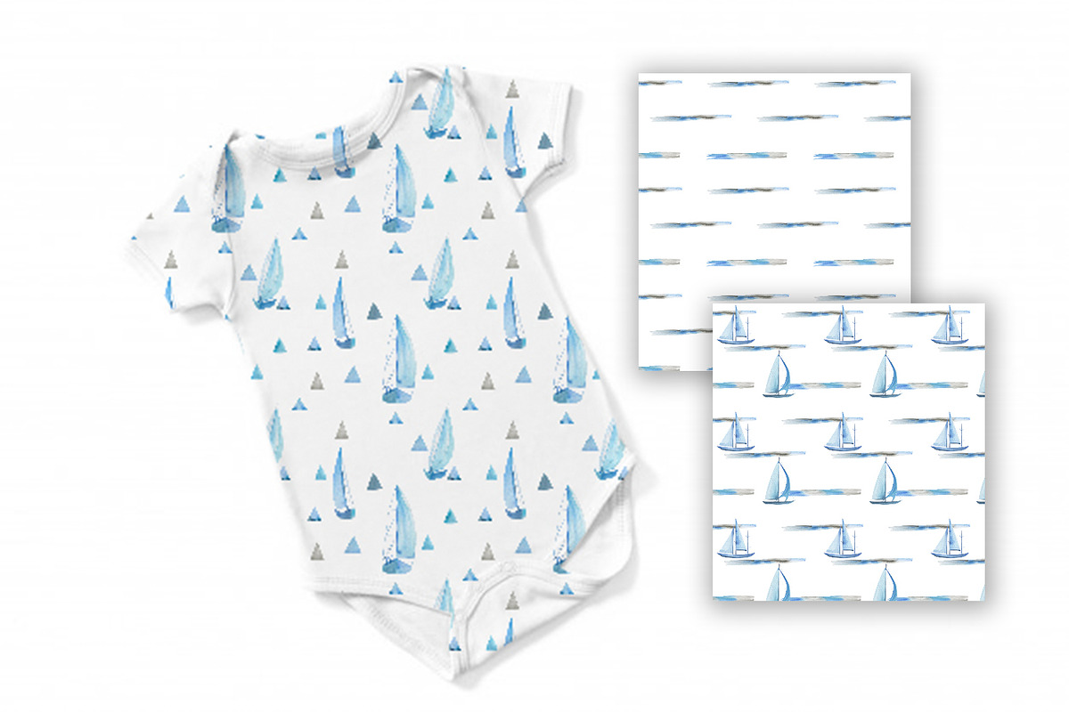 Sailboats seamless pattern, a Pattern Graphic by Love Watercolor Store (Photo 3 of 6)