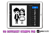 50 Couples Procreate Stamps Brushes, a Brush Add-On by Procreate Sale (Thumbnail 2 of 6)