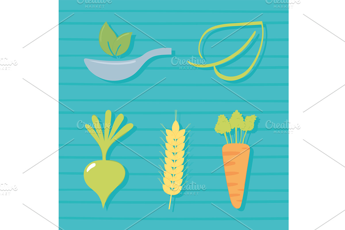 food fresh produce set, an Illustration by studiogstock