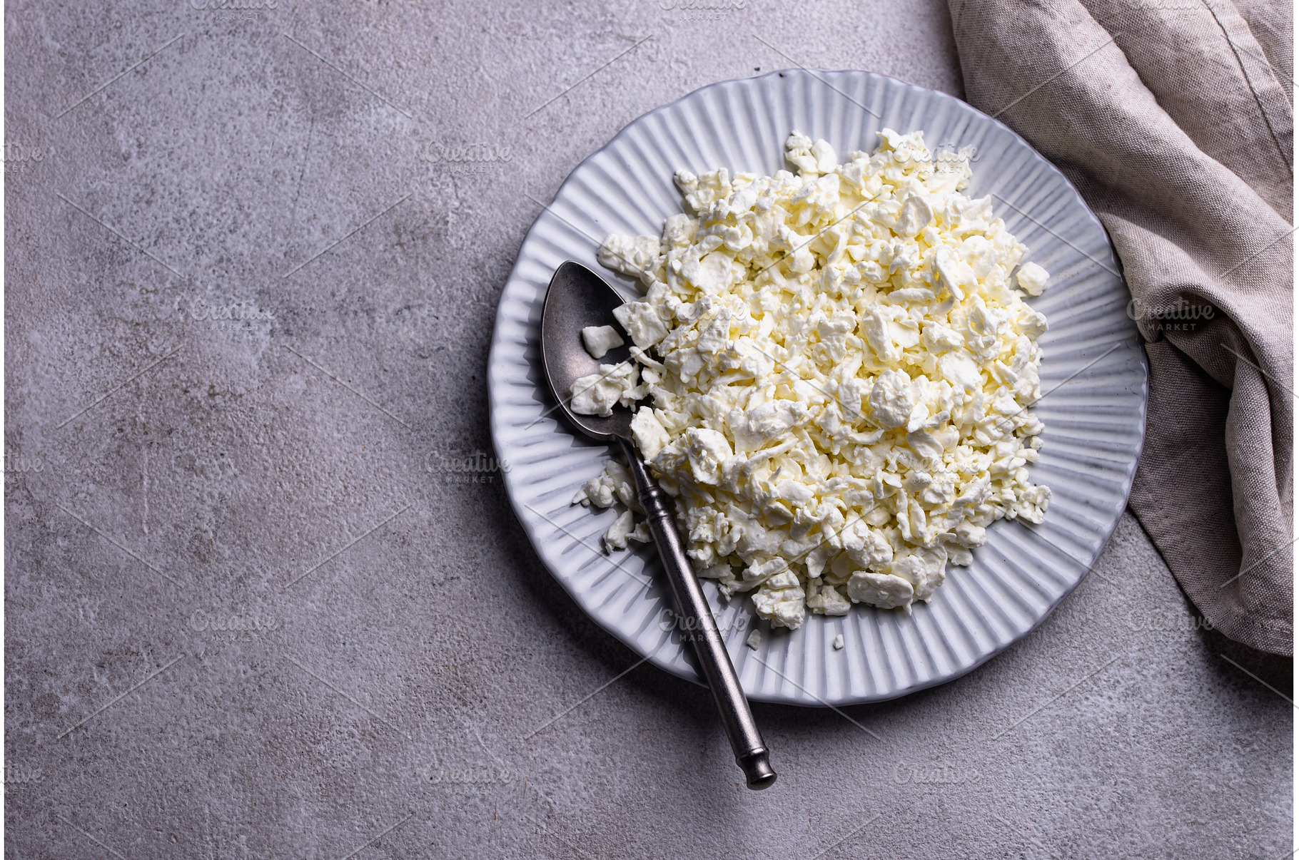 Cottage cheese on light background, a Food & Drink Photo by Yulia Furman
