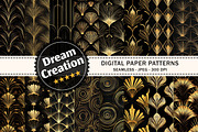 Art Deco Black & Gold Digital Paper, a Texture Graphic by Dream Creation (Thumbnail 1 of 6)