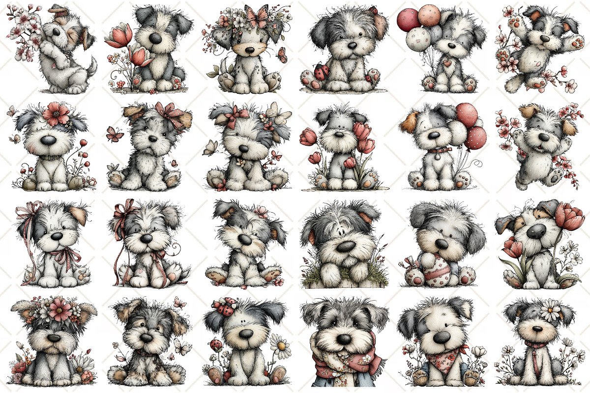 Whimsical Silver Spring Dog Clipart, an Illustration by Black Bird Studio (Photo 2 of 5)