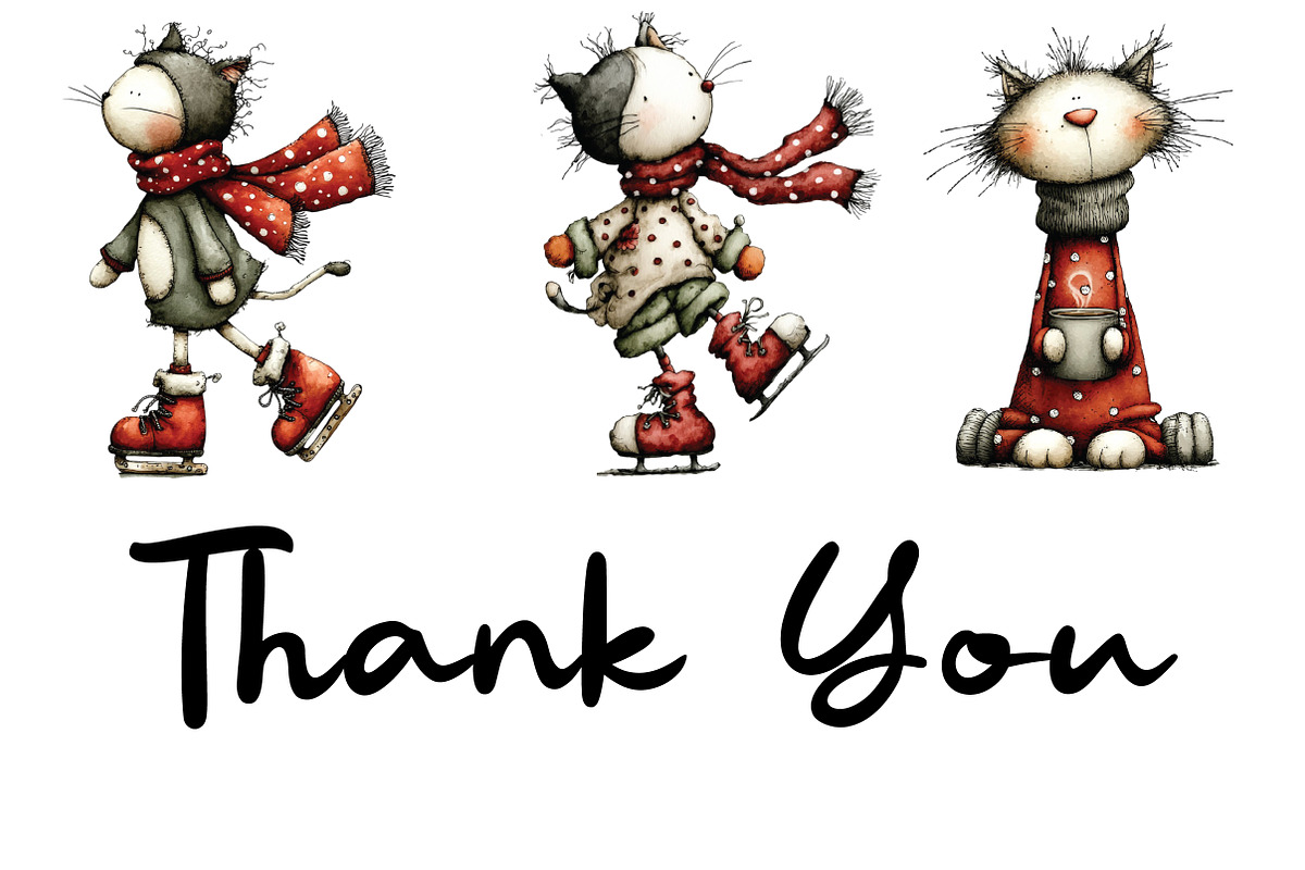 Whimsical Christmas Cats Clipart, an Illustration by CraftArtStudio (Photo 6 of 6)