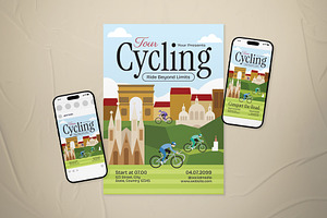 Yellow Tour Cycling Event Flyer Set, a Flyer Template by The Good Store