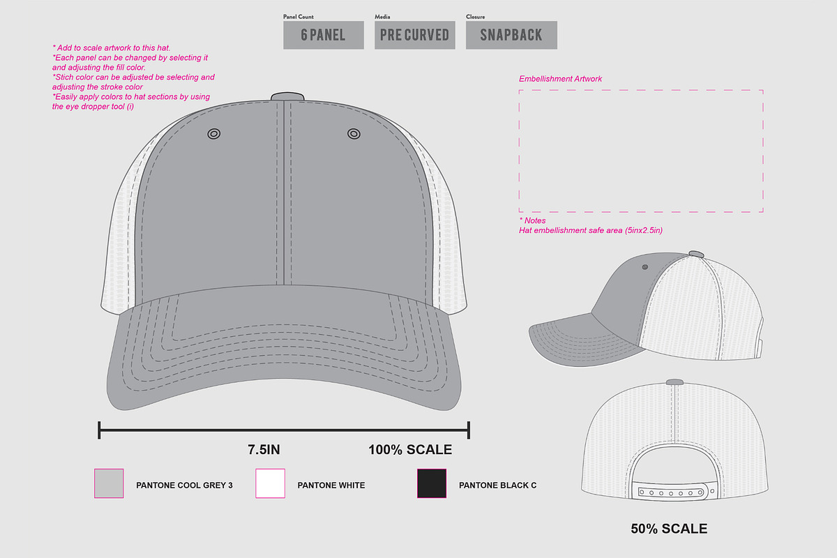 Hat Template - 6 Panel Hat, a Hat Mockup by Template Haven (Photo 3 of 11)