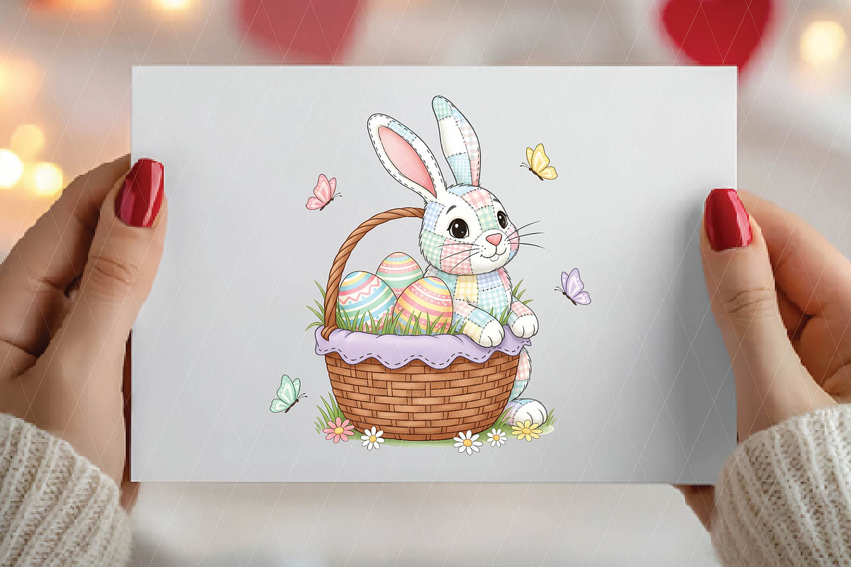 Patchwork Easter Bunny PNG, Cute Eas, an Illustration by DreamPrint404 (Photo 4 of 6)