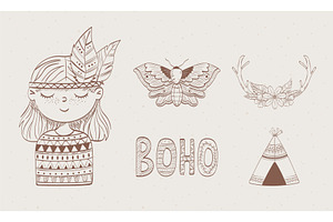 boho icon set, an Object Illustration by studiogstock