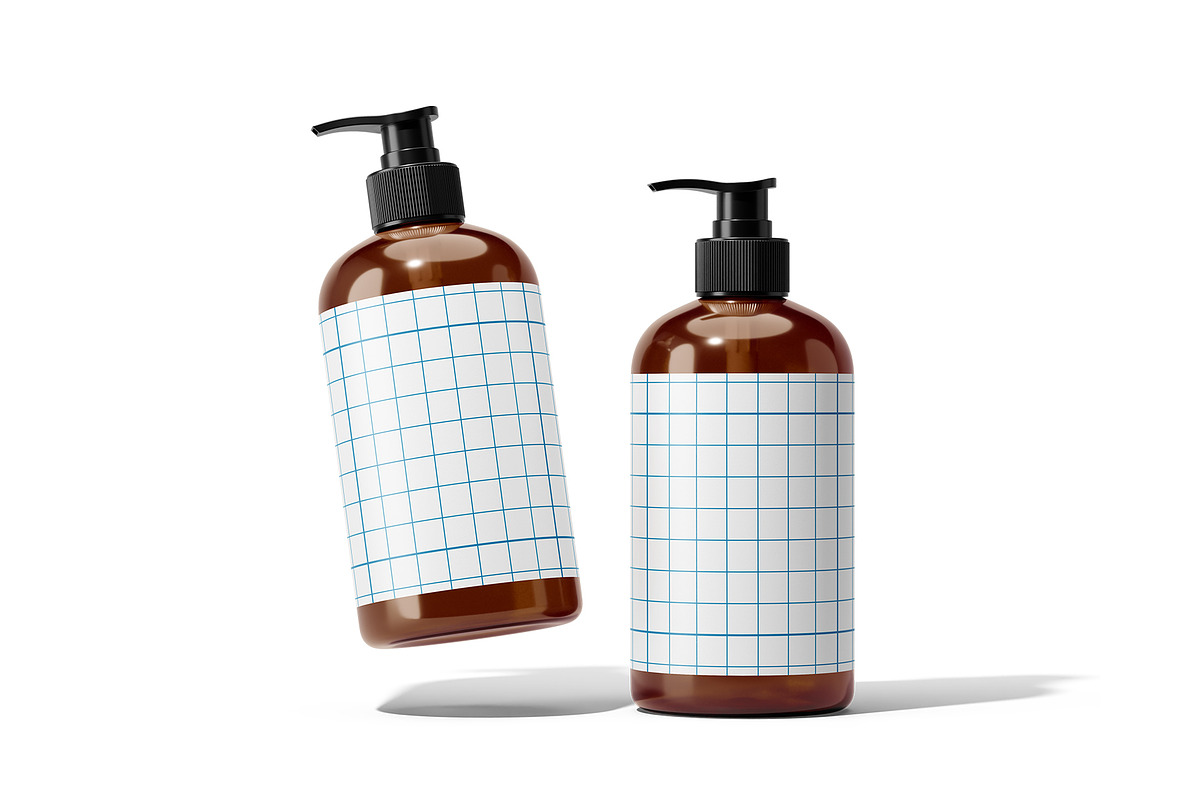Amber Pump Bottle Mockup, a Cups & Container Mockup by Akebareee (Photo 3 of 3)