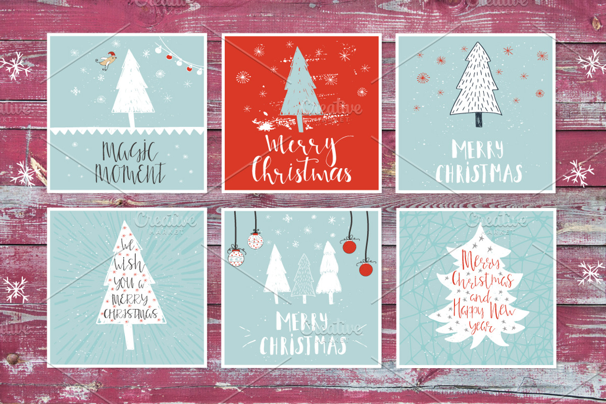 6 Christmas cards with lettering, a Decorative Illustration by UTM Studio (Photo 1 of 3)