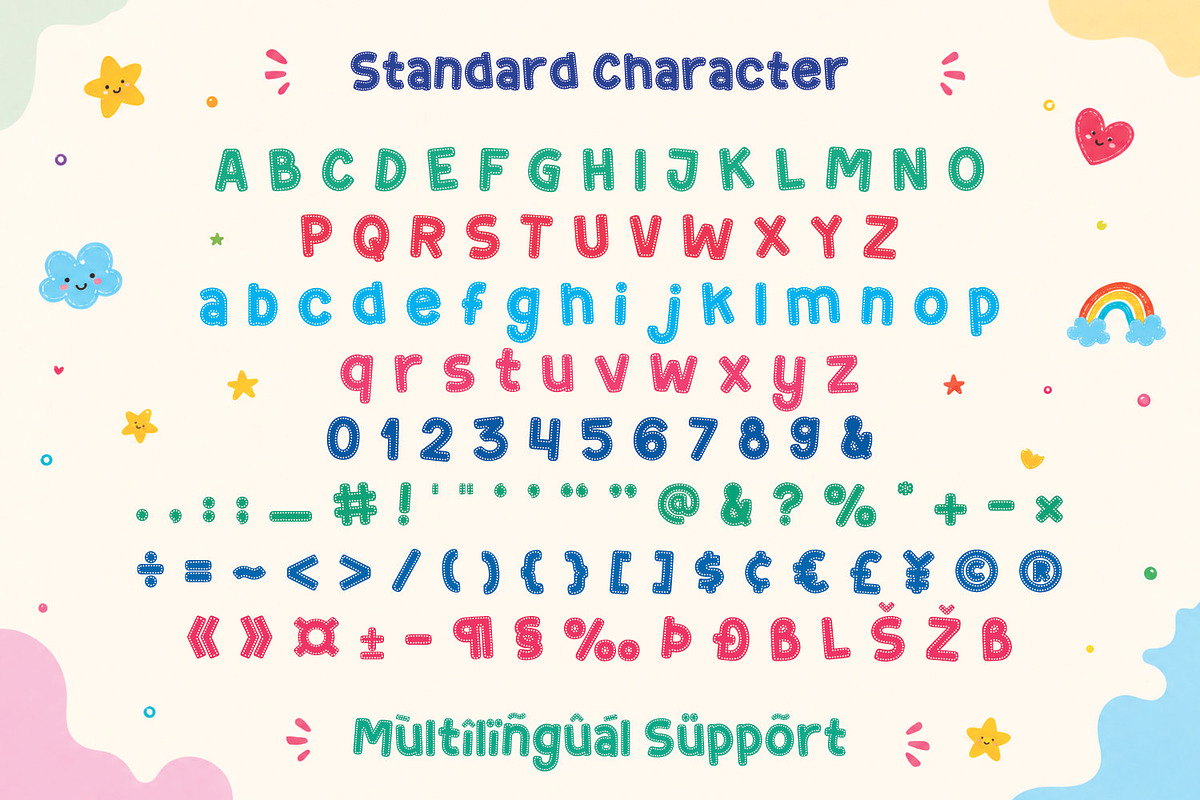 Rainbow Dots - Sticker Font, a Handwritten Font by Mozatype (Photo 9 of 10)