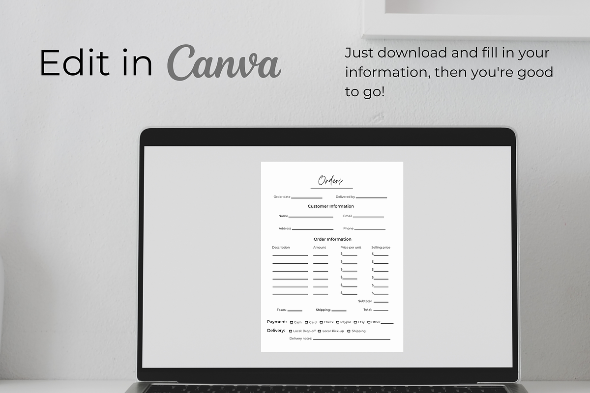 Editable Order Form, a Stationery Template by Zqdo (Photo 2 of 2)