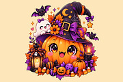 Kawaii Halloween Pumpkin Witch, a Seasonal Illustration by HyeRi (Thumbnail 1 of 7)