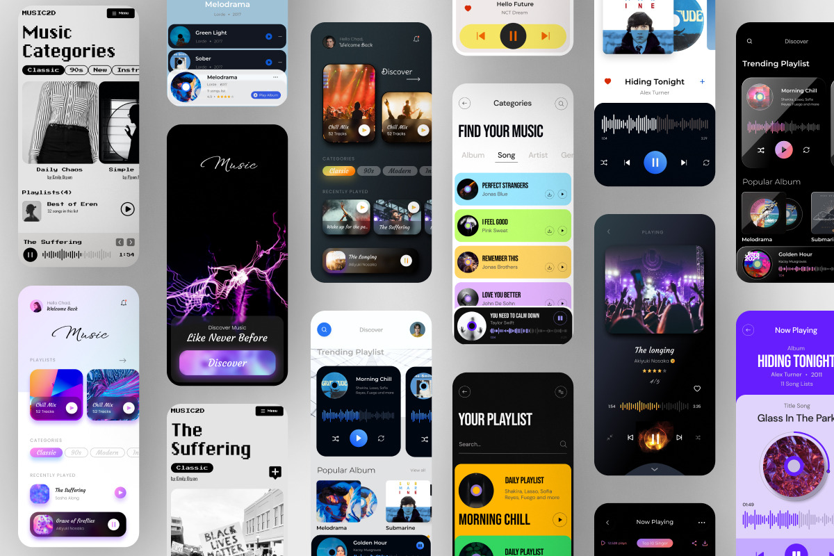 Music app design pack UI KIT, an App Template by Lazyinterface UX UI Team (Photo 2 of 2)