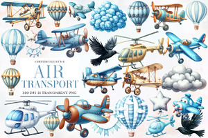 Air Transport Watercolor Clipart, an Illustration by Designworld