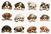 Breeds of Peeking Dogs New Clipart, a Seasonal Illustration by Designworld (Thumbnail 4 of 10)