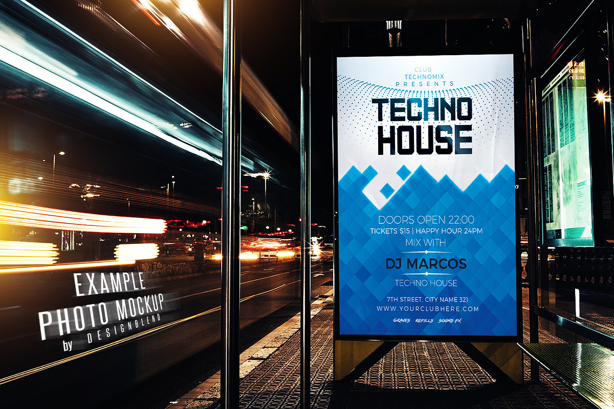 Techno House Flyer Template, a Flyer Template by designblends@gmail.com (Photo 3 of 3)