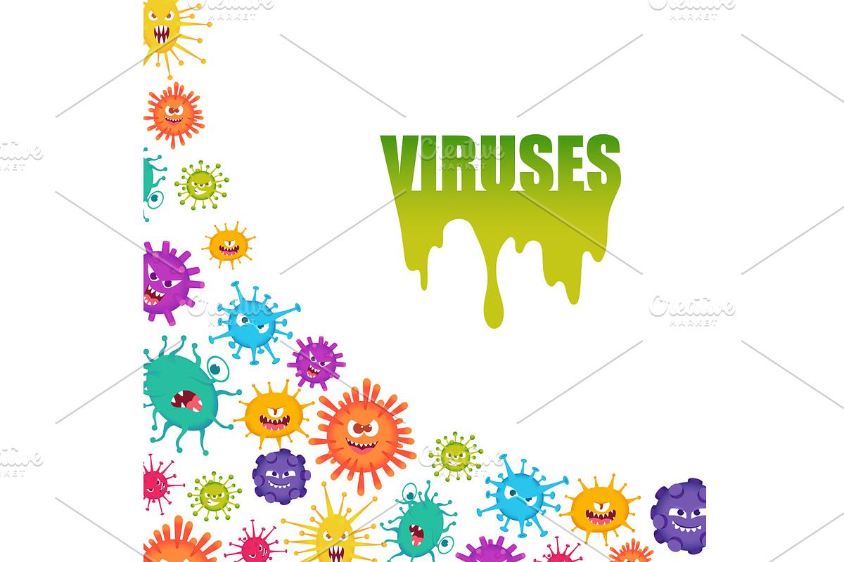 Viruses. background corner design, an Illustration by Onyx