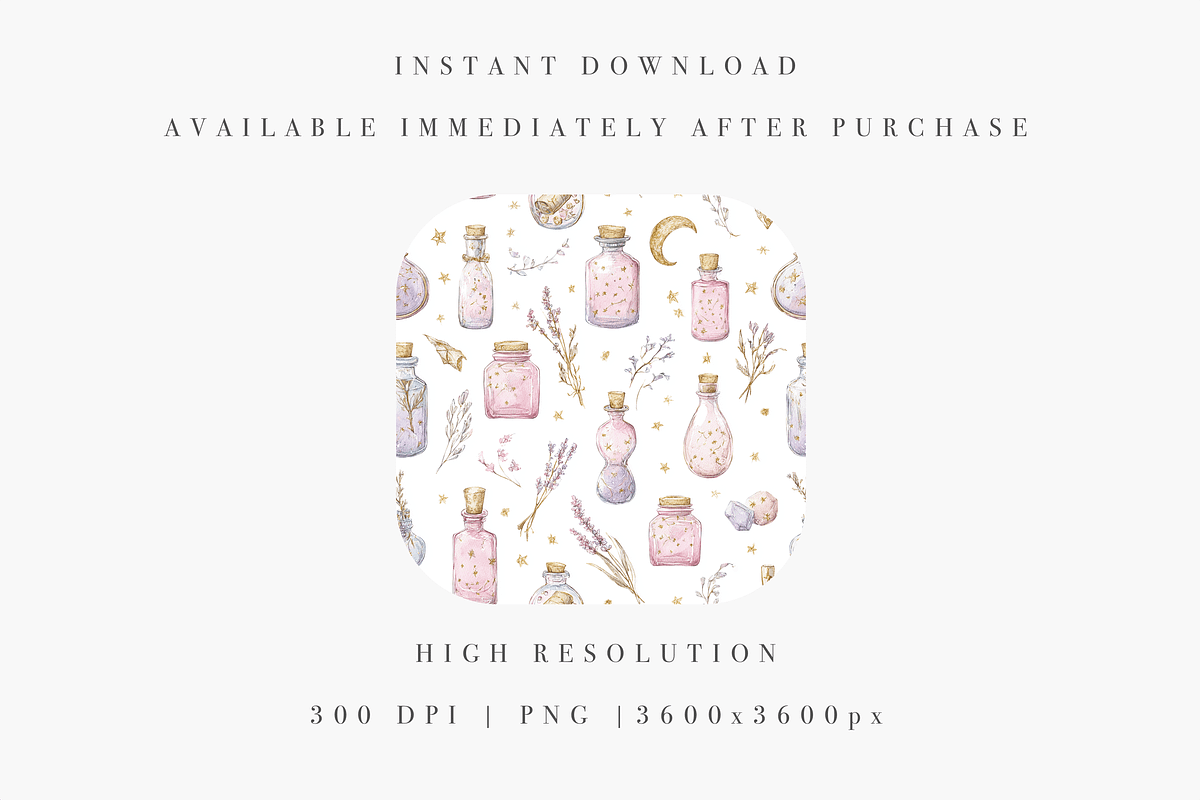 Potion Bottle Seamless Pattern, a Decorative Illustration by Pati Charm Studio (Photo 5 of 7)