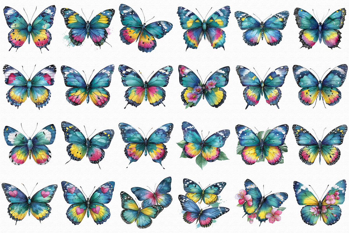 Watercolor Butterflies Clipart, an Illustration by Libby Wishes (Photo 2 of 7)