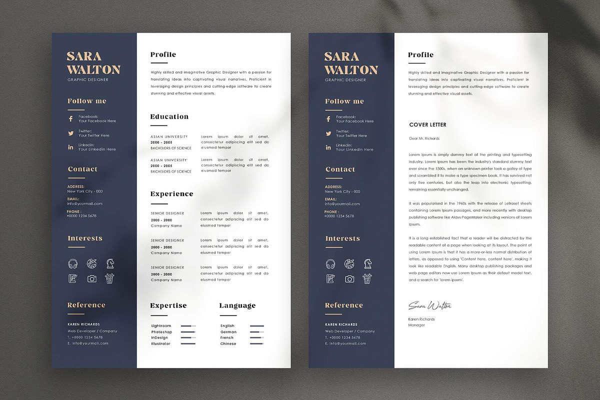 Luxurious Style Resume CV, a Resume Template by Saman Osama (Photo 3 of 3)