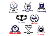 Ice hockey emblems and logo, a Solid Icon by Vector Tradition (Thumbnail 1 of 3)