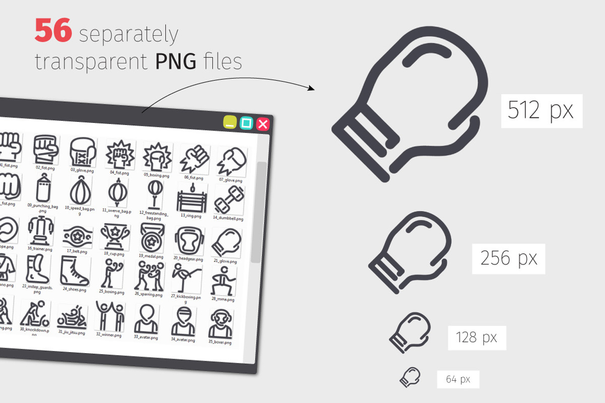 Fighting Line Icons Set, an Outline Icon by Voysla's Shop (Photo 3 of 4)