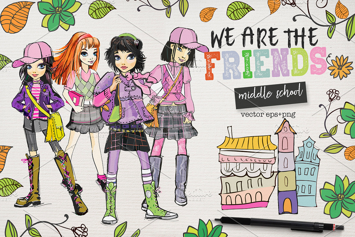 GIRL'S MIDDLE SCHOOL, an Education Illustration by Alisa Mikibith Art (Photo 3 of 14)