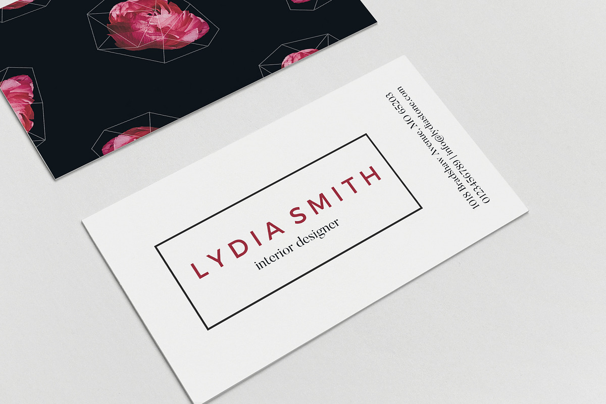 Ranunculus & Geometry Business Card, a Business Card Template by Glowing Pieces (Photo 3 of 4)